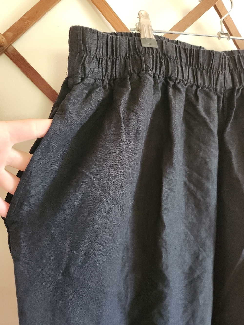 Madewell Linen Blend Cropped Wideleg Pant Capri Elastic Waist Pockets 1x - Picture 6 of 8